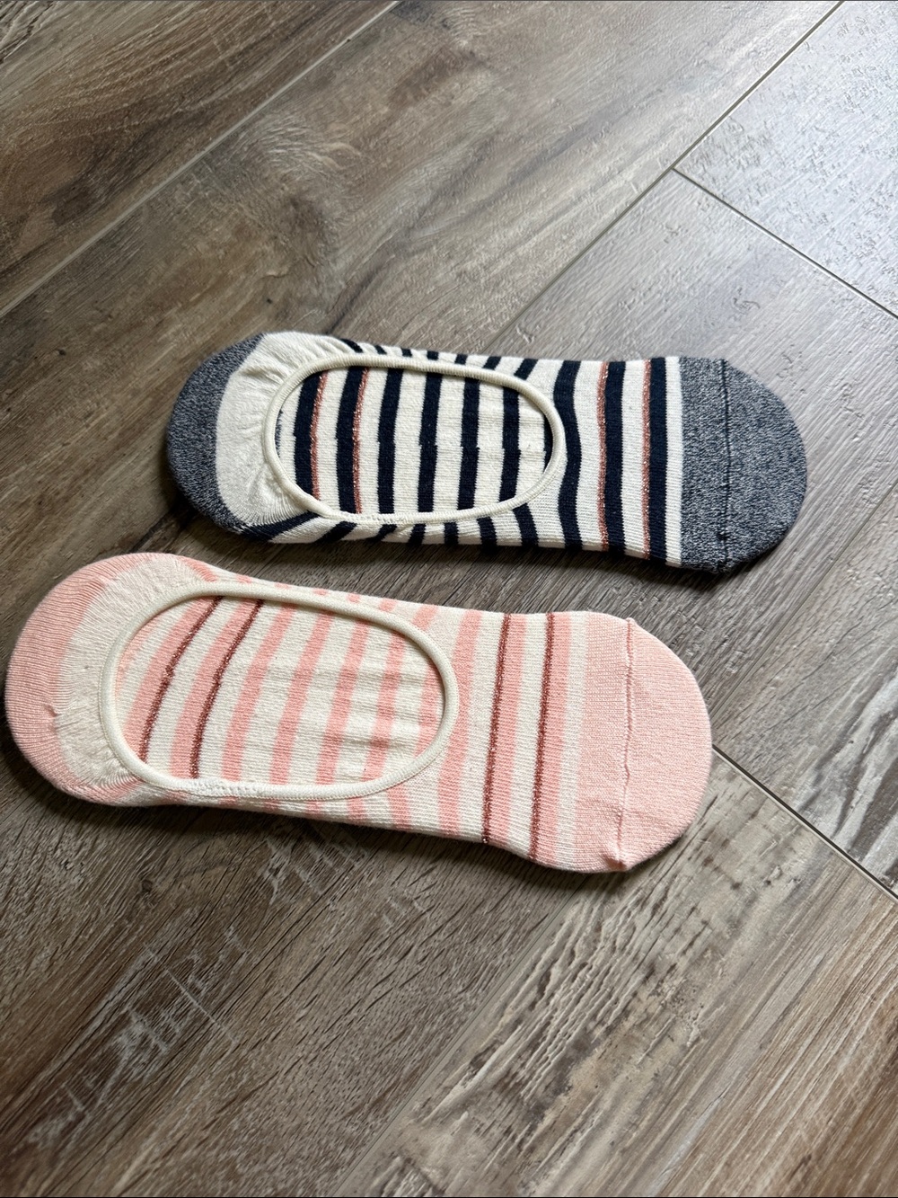 LOFT No-Show Stripe Sock Liners in Pink and Navy